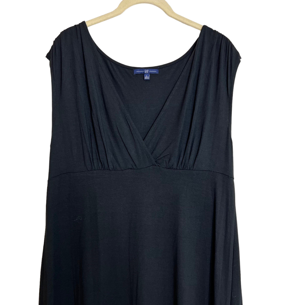 Gap Womens Surplice Bodice Dress Large Black Sleeveless Empire Waist